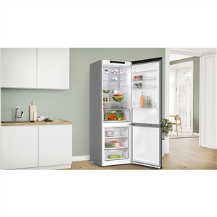 Bosch, Series 4, NoFrost, 440 L, augstums 203 cm, tumši pelēka - Ledusskapis