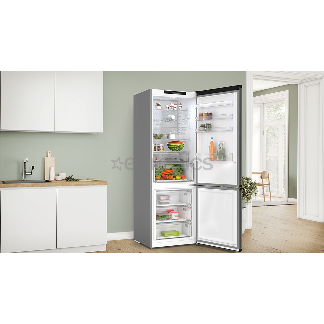 Bosch, Series 4, NoFrost, 440 L, augstums 203 cm, tumši pelēka - Ledusskapis