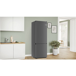 Bosch, Series 4, NoFrost, 440 L, height 203 cm, dark grey - Refrigerator