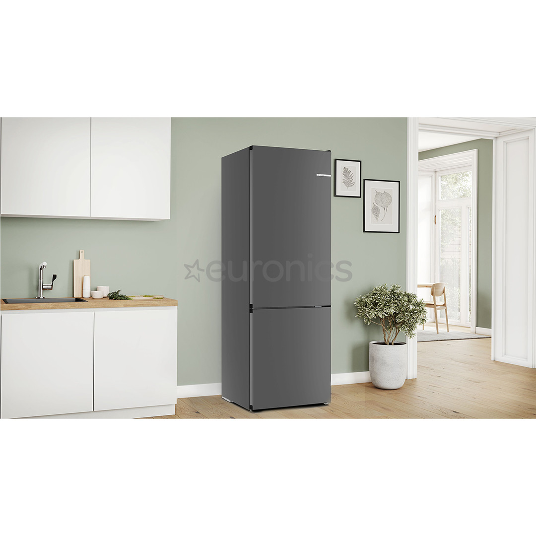 Bosch, Series 4, NoFrost, 440 L, height 203 cm, dark grey - Refrigerator
