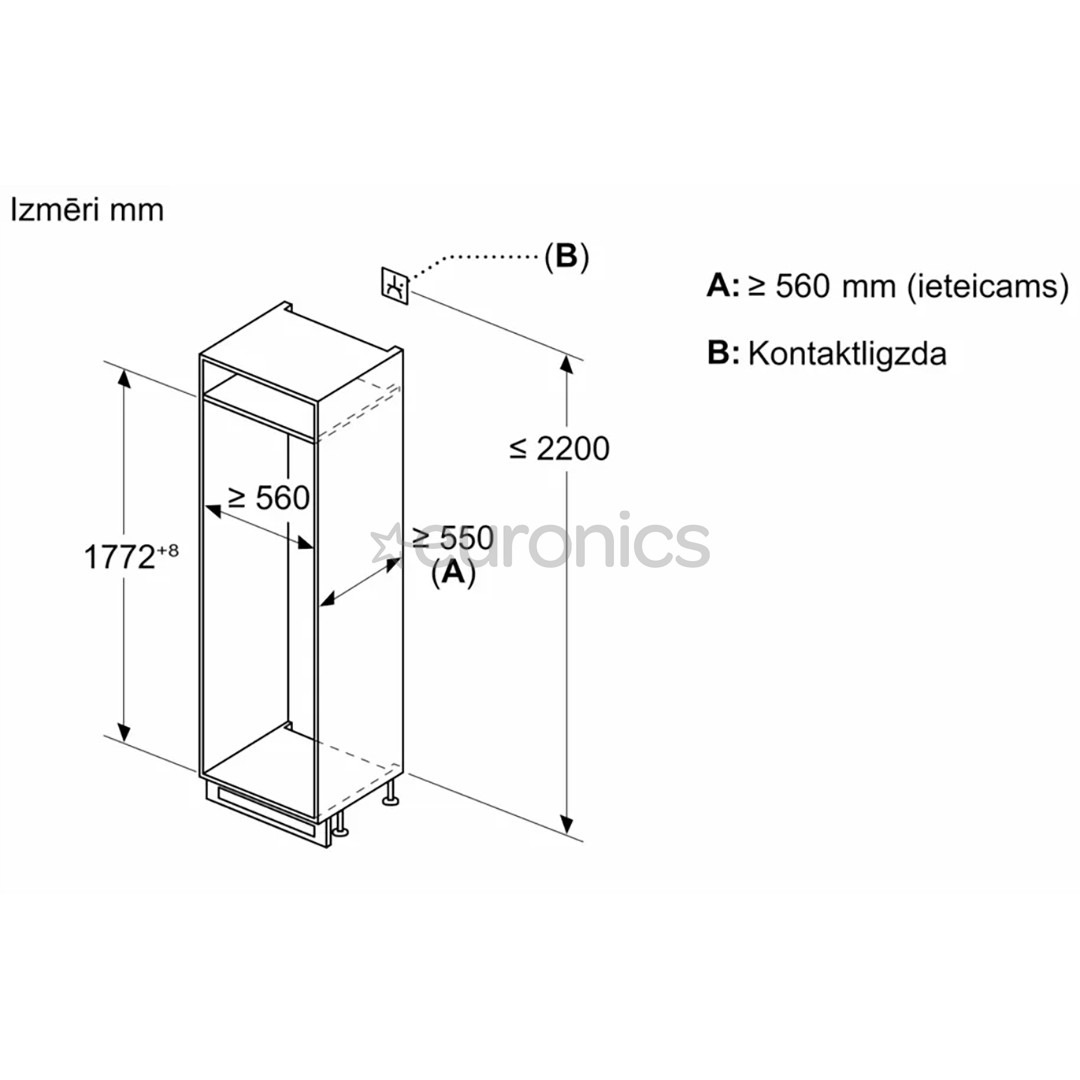 Bosch Series 2, 267 L, augstums 178 cm - Iebūvējams ledusskapis