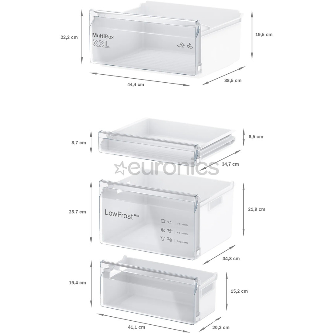 Bosch Series 2, 267 L, augstums 178 cm - Iebūvējams ledusskapis