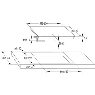 Gorenje, Ширина 59,5 см, без рамы, черный - Интегрируемая индукционная варочная панель
