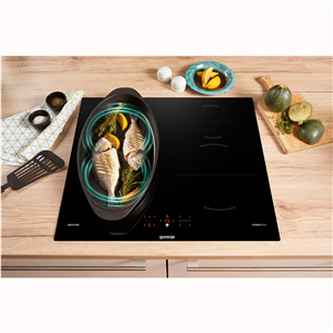 Gorenje, platums 59.5 cm, bez rāmja, melna - Iebūvējama indukcijas plīts virsma