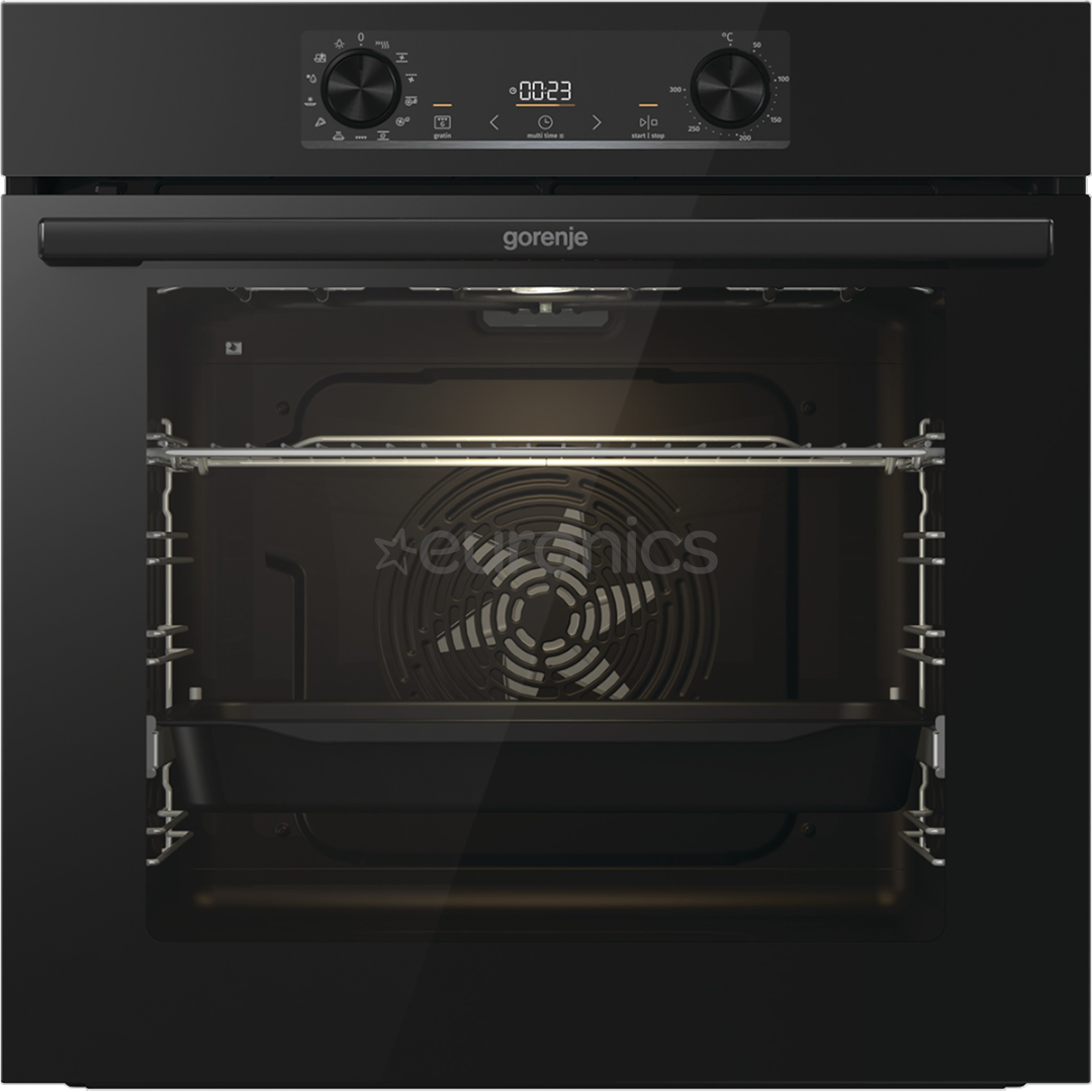 Gorenje, 77 L, pyrolytic cleaning, black - Built-in oven