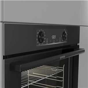 Gorenje, 77 L, pyrolytic cleaning, black - Built-in oven