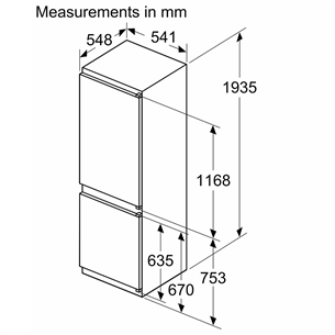 Bosch, Series 2, NoFrost, 290 L, augstums 194 cm - Iebūvējams ledusskapis