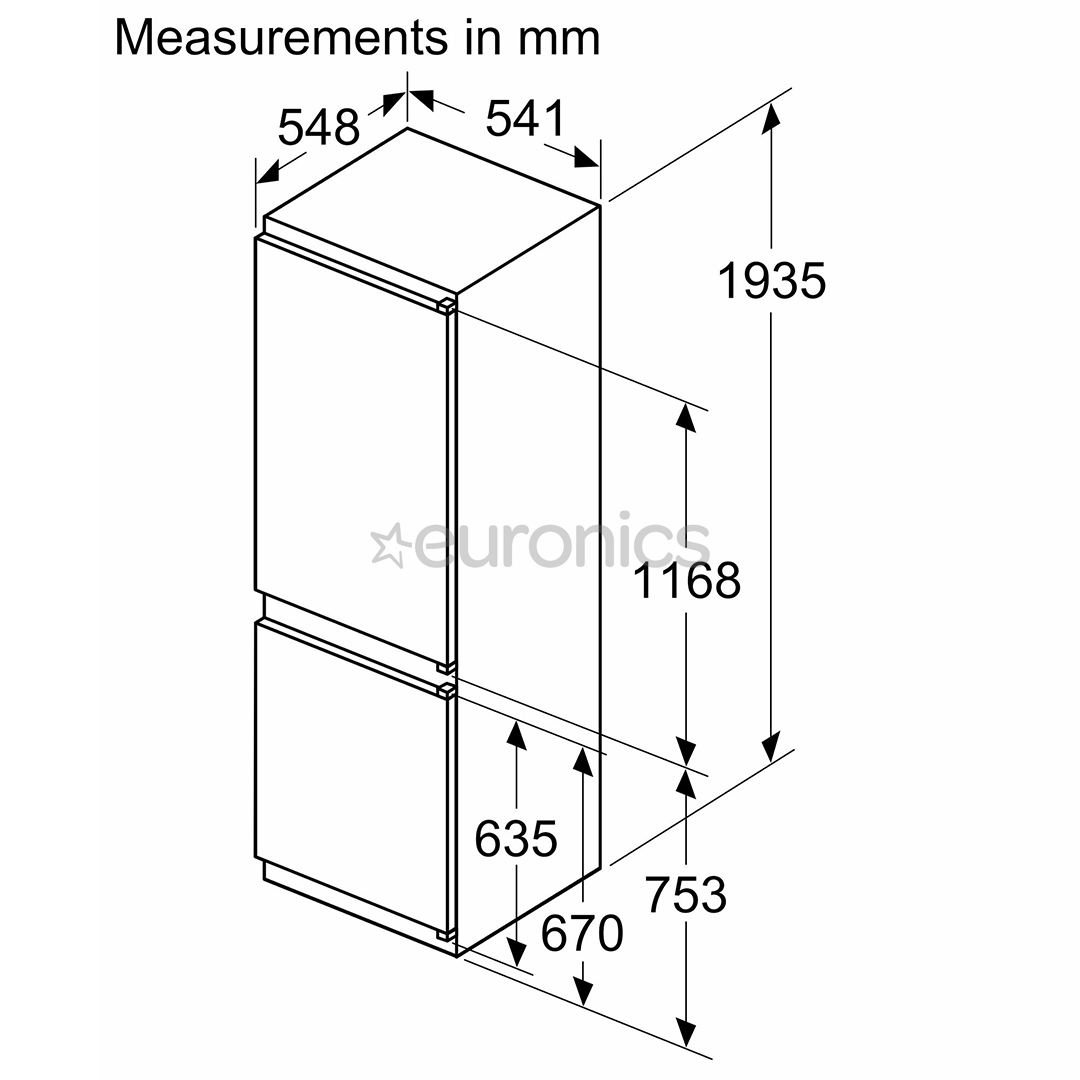 Bosch, Series 2, NoFrost, 290 L, augstums 194 cm - Iebūvējams ledusskapis