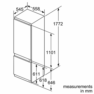 Bosch, Series 6, 270 L, augstums 178 cm - Iebūvējams ledusskapis