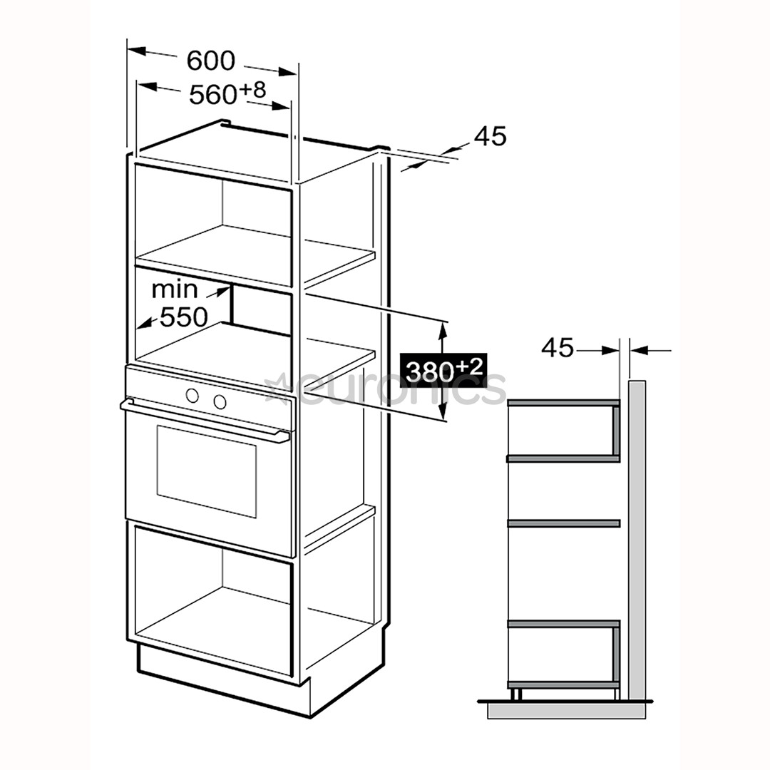 Beko, 25 L, 1450 W, black - Built-in microwave oven with grill