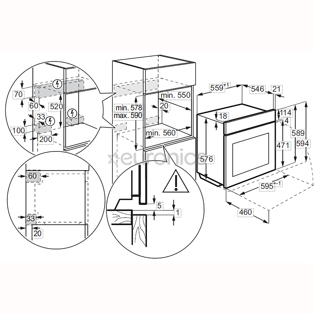 Electrolux 700 Series MealAssist, 71 L, pirolītiskā tīrīšana, melna - Iebūvējama elektriskā cepeškrāsns