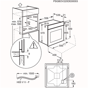 Electrolux 300 Series Convection, 65 л, нерж. сталь - Интегрируемый духовой шкаф