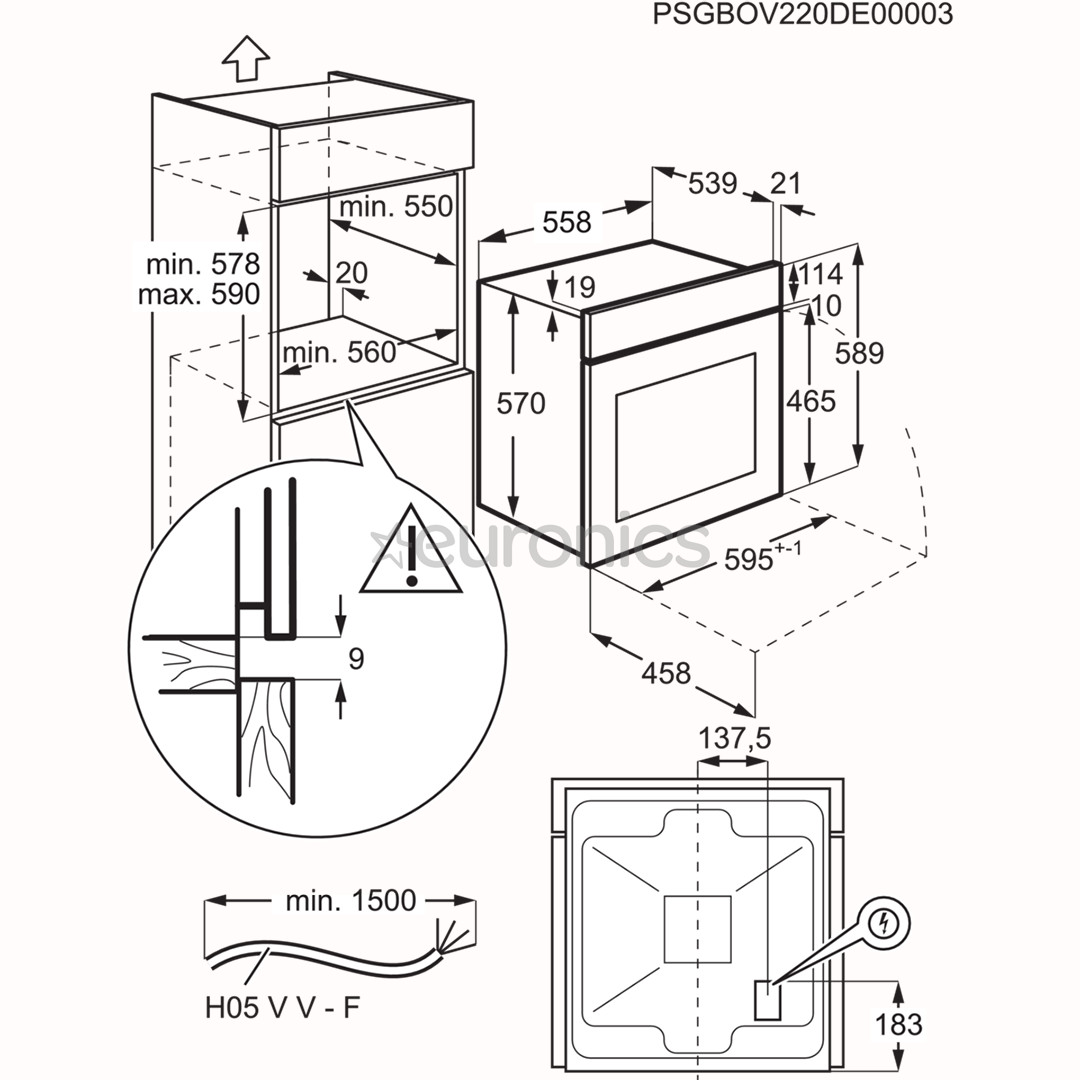 Electrolux 300 Series Convection, 65 л, нерж. сталь - Интегрируемый духовой шкаф