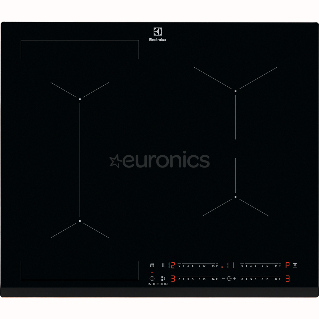 Electrolux 600 Series Bridge Hob2Hood, platums 59 cm, melna - Iebūvējama indukcijas plīts virsma