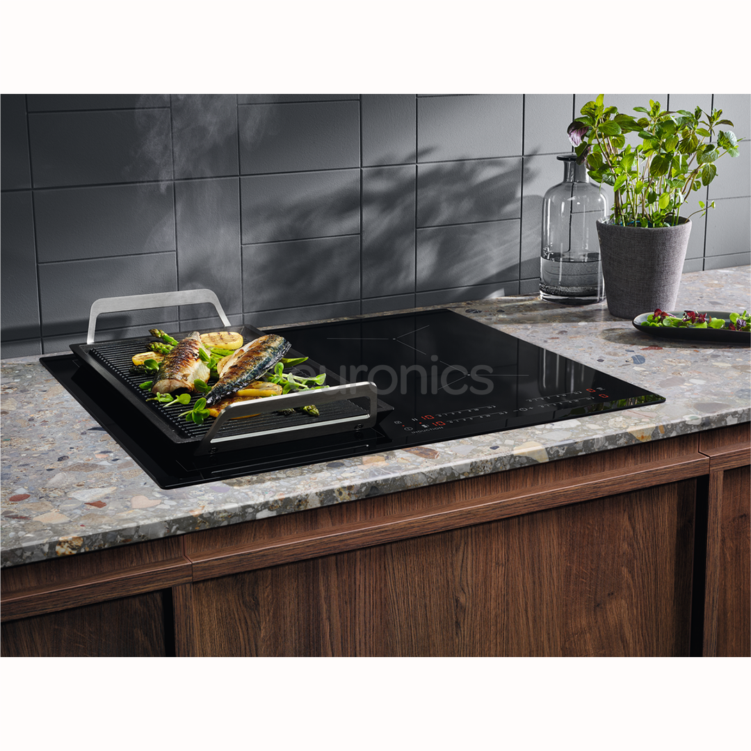 Electrolux 600 Series Bridge Hob2Hood, platums 59 cm, melna - Iebūvējama indukcijas plīts virsma