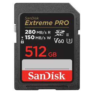 SanDisk Extreme Pro, UHS-II, SDXC, 512 GB, melna - Atmiņas karte SDSDXEP-512G-GN4IN