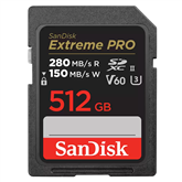 SanDisk Extreme Pro, UHS-II, SDXC, 512 GB, melna - Atmiņas karte