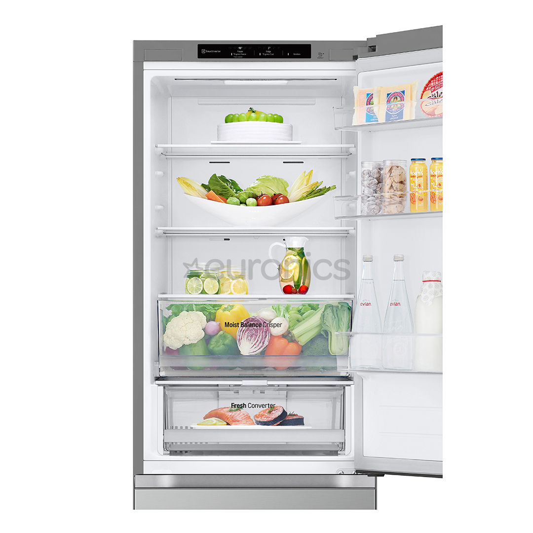 LG, NoFrost, 344 л, высота 186 см, серебристый - Холодильник