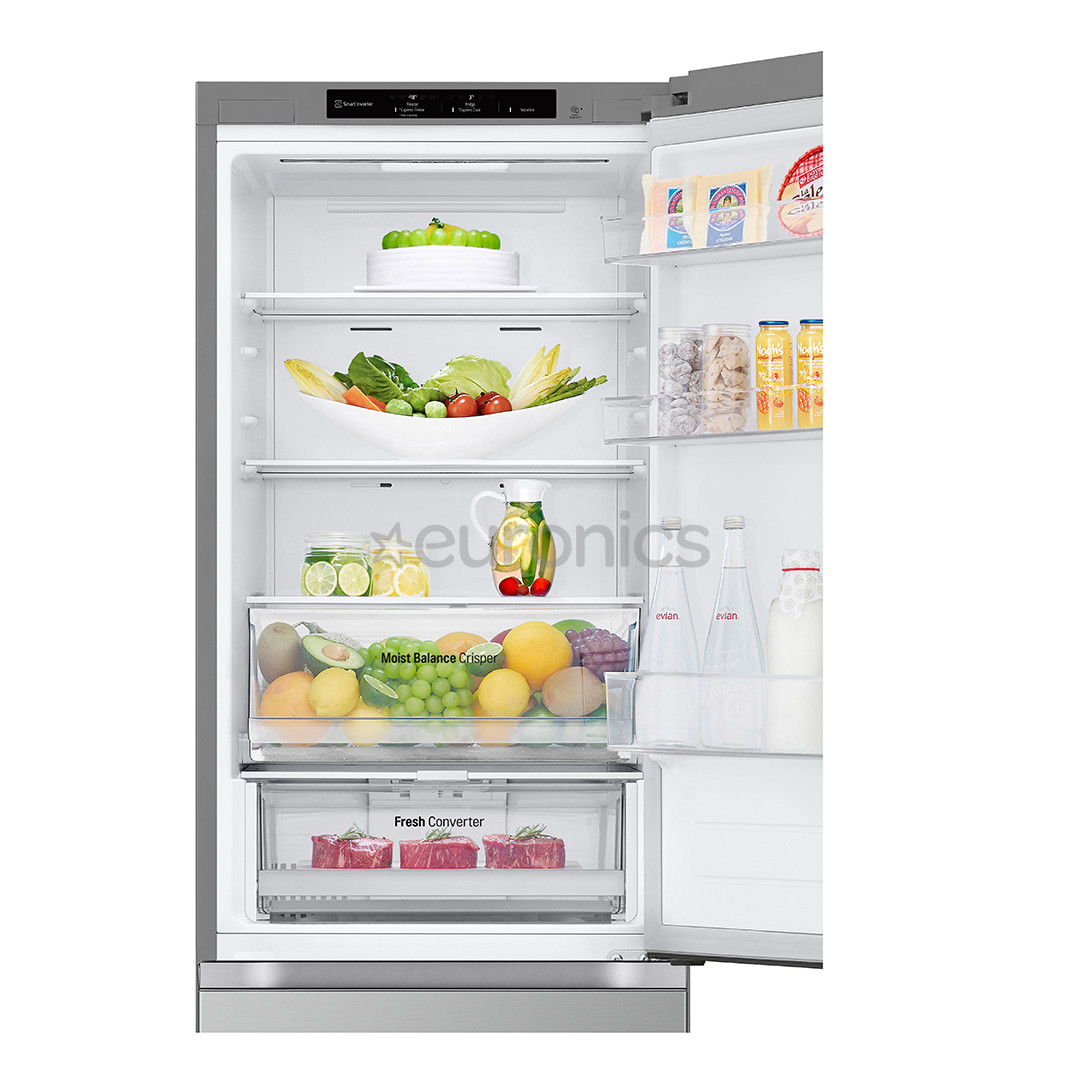 LG, NoFrost, 344 л, высота 186 см, серебристый - Холодильник