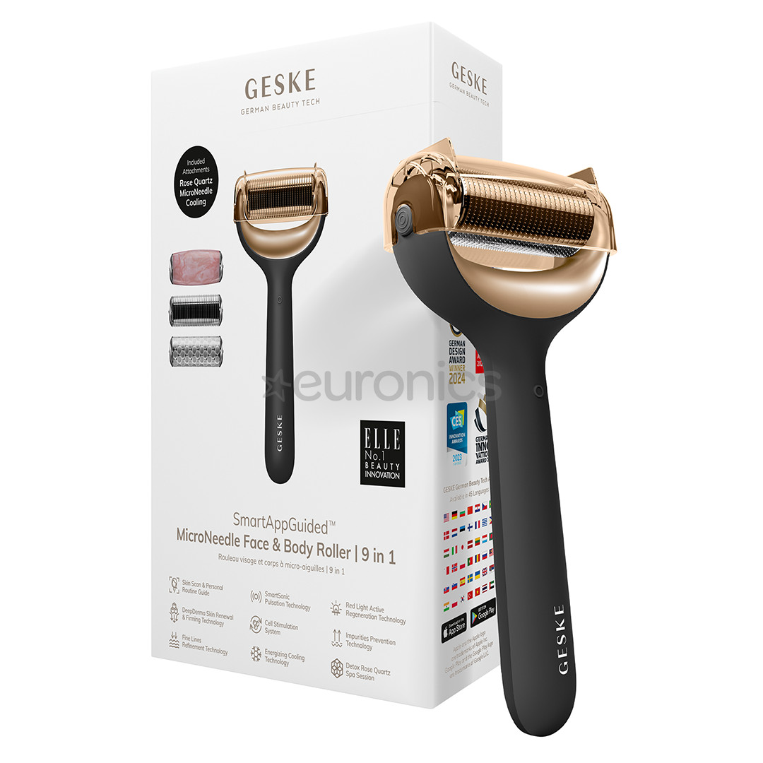 Geske MicroNeedle Face & Body Roller | 9 in 1, pelēka - Ierīce sejas ādas kopšanai