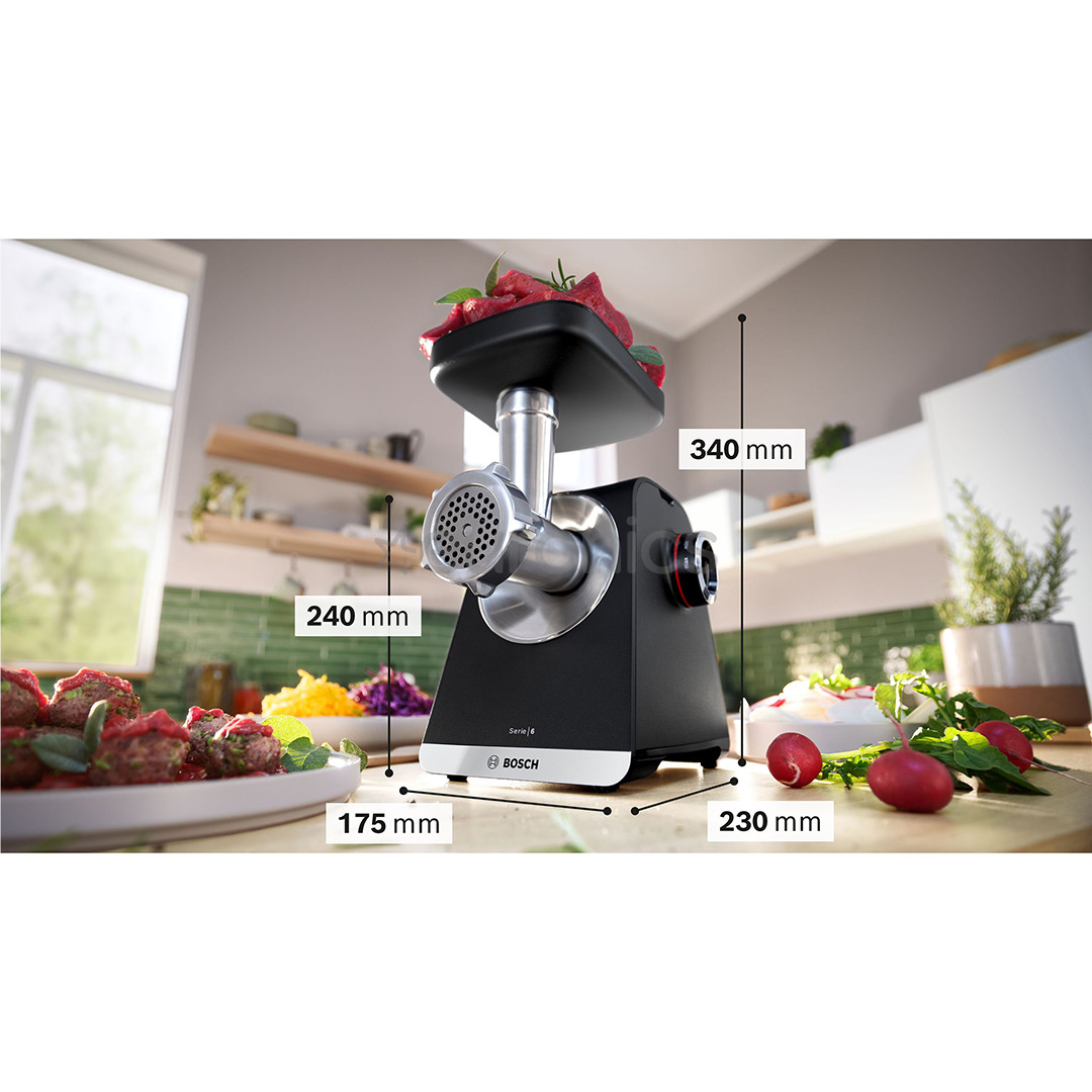 Bosch MultiPower, Series 6, 2100 W, melna - Gaļas maļamā mašīna
