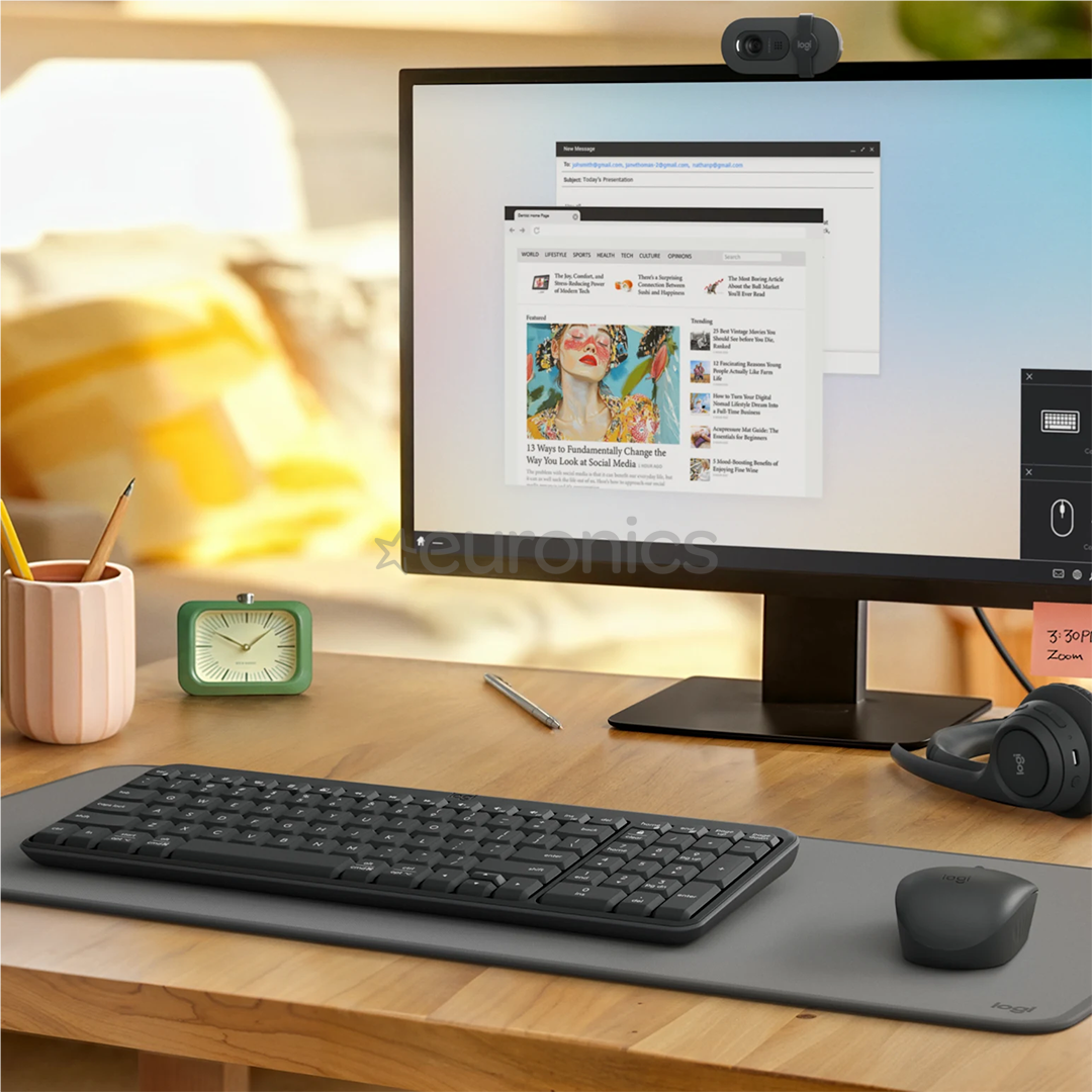 Logitech MK250 Compact, Bluetooth, SWE, melna - Bezvadu klaviatūra ar peli