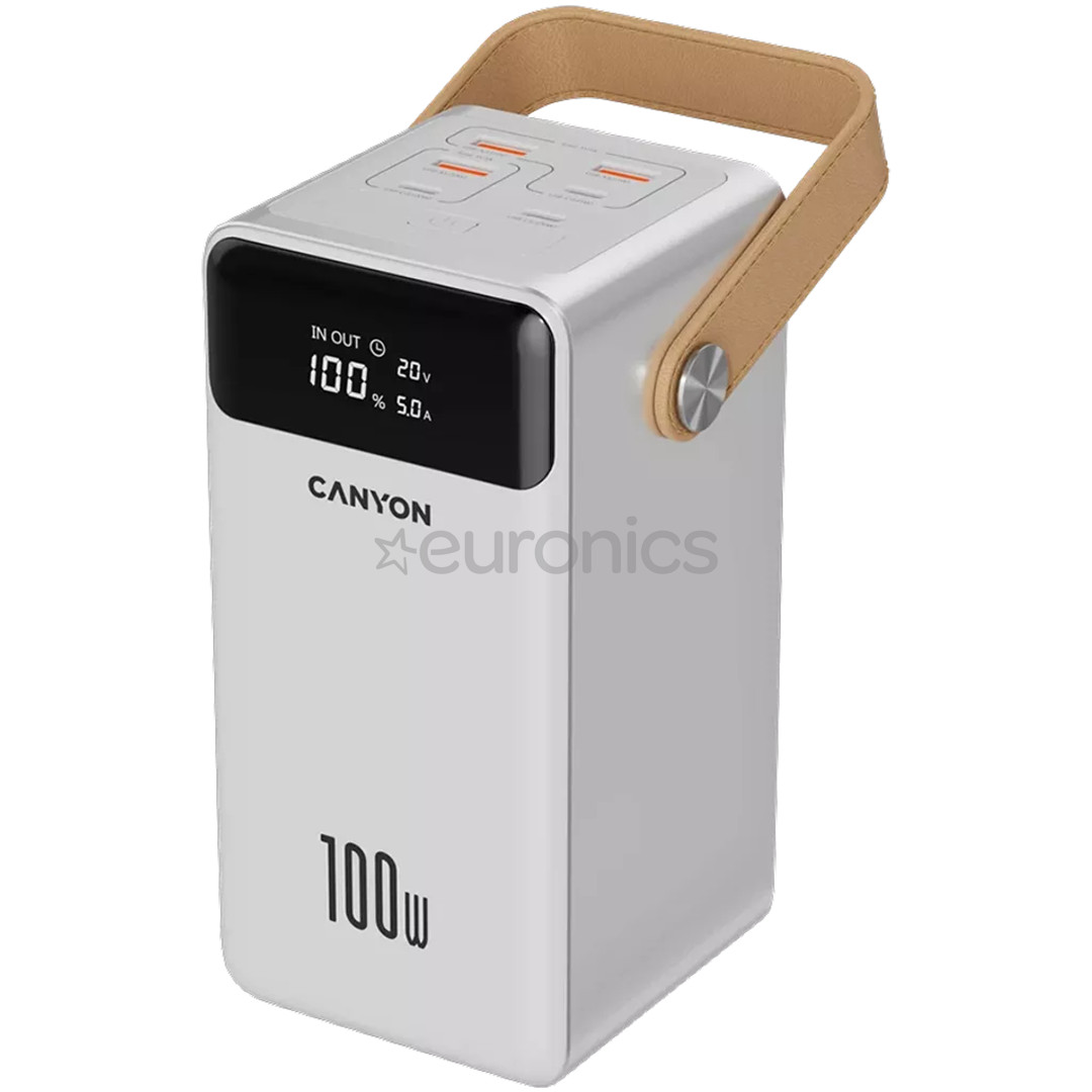 Canyon OnPower 610, 60 000 mAh, 100 W, USB-A, USB-C, balta - Portatīvais barošanas avots