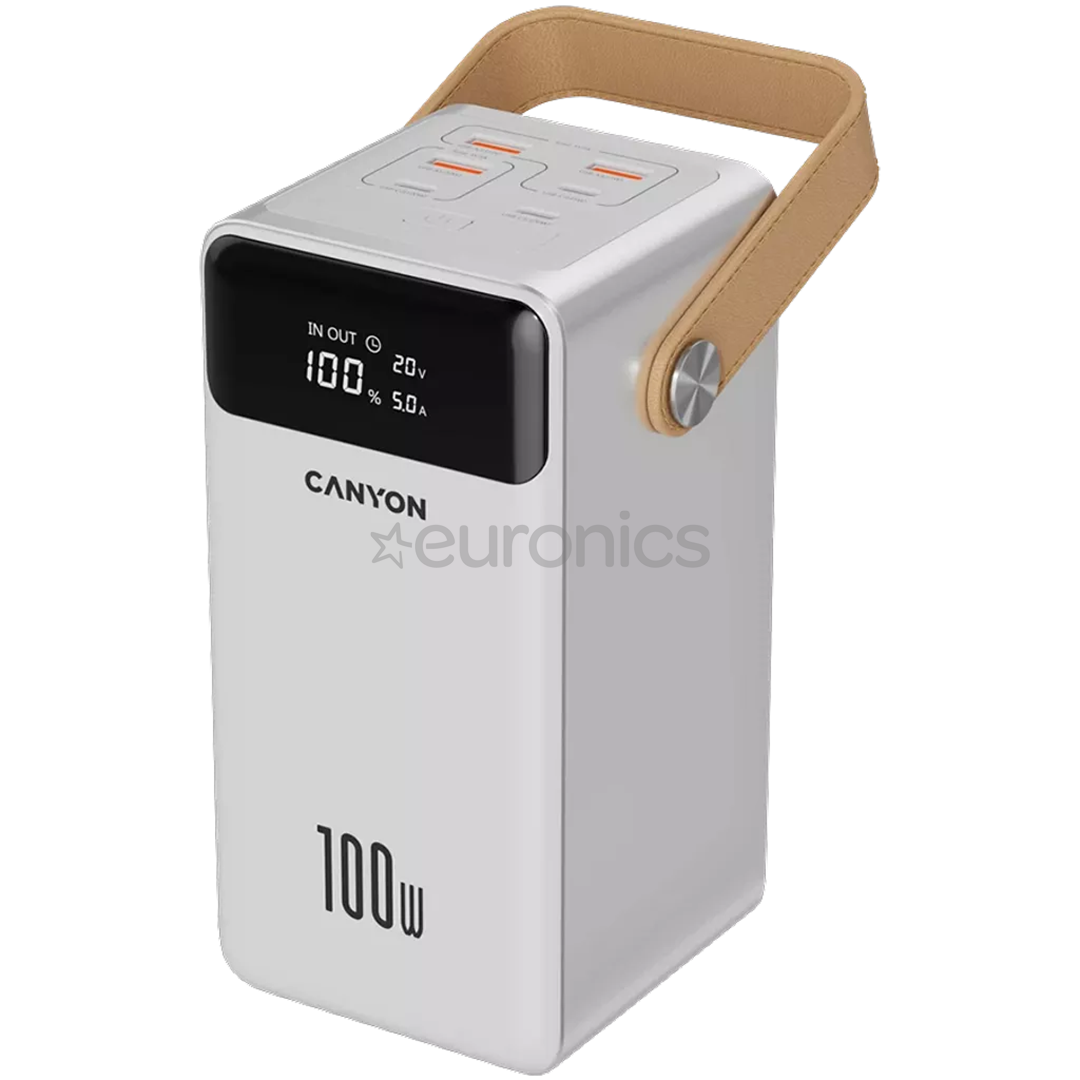 Canyon OnPower 610, 60 000 mAh, 100 W, USB-A, USB-C, white - Powerbank