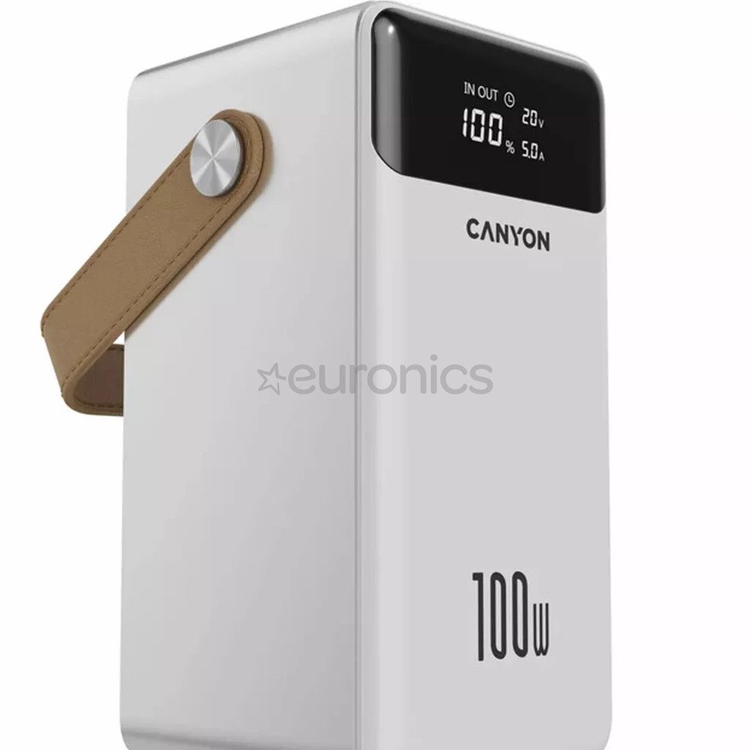 Canyon OnPower 610, 60 000 mAh, 100 W, USB-A, USB-C, balta - Portatīvais barošanas avots