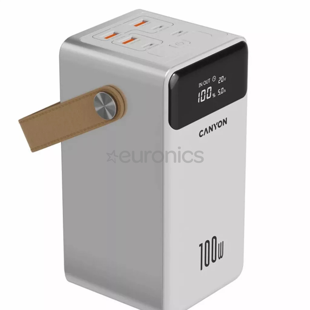 Canyon OnPower 610, 60 000 mAh, 100 W, USB-A, USB-C, balta - Portatīvais barošanas avots