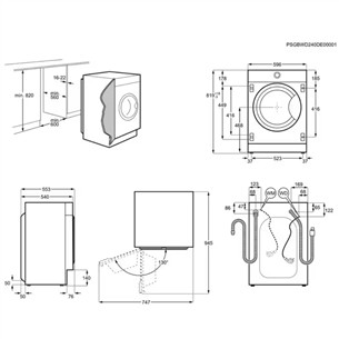 AEG 8000 Series PowerCare, 8 кг, глубина 55,3 см, 1400 об/мин - Интегрируемая стиральная машина