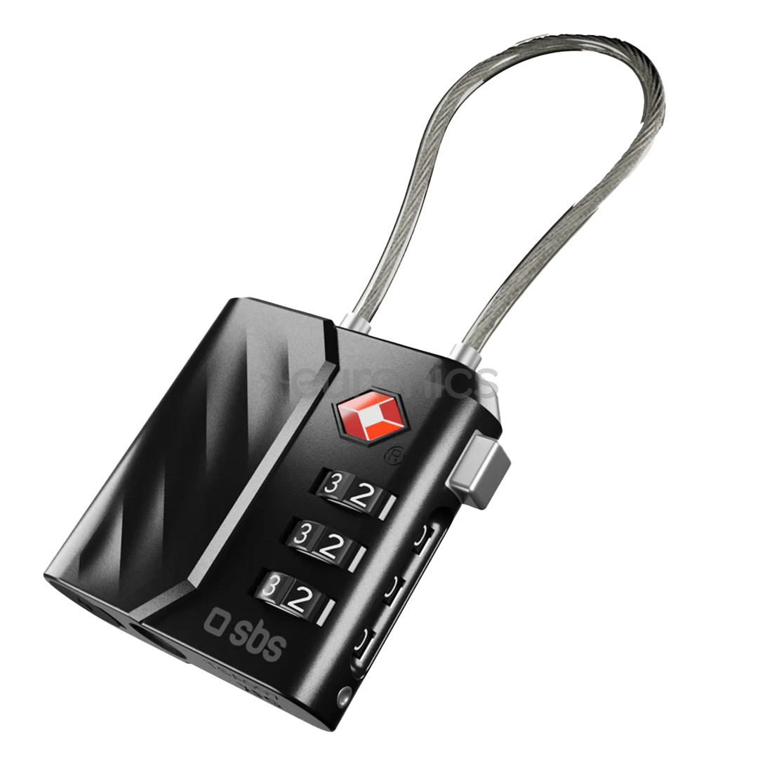 SBS FindMy lock for luggage, melna - Viedais izsekotājs