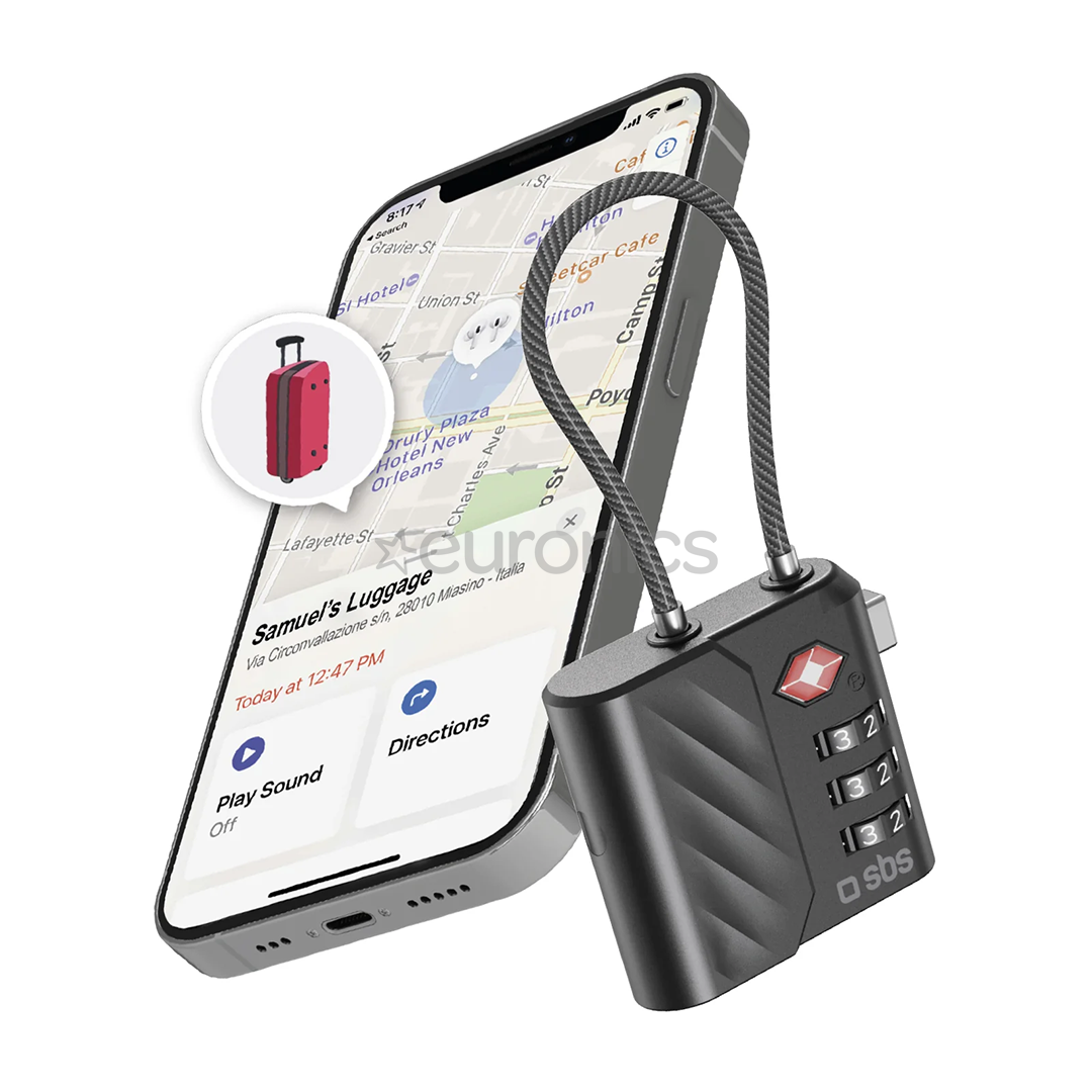 SBS FindMy lock for luggage, black - Smart tracker