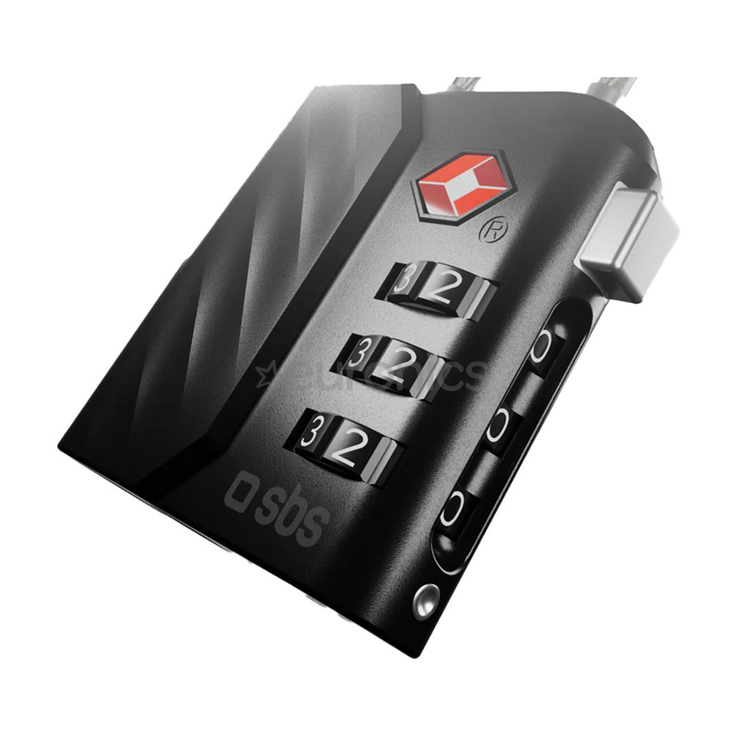 SBS FindMy lock for luggage, melna - Viedais izsekotājs