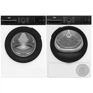 Beko, 9 kg + 9 kg - Washing machine + clothes dryer BM3WFSU39413+BM3T392