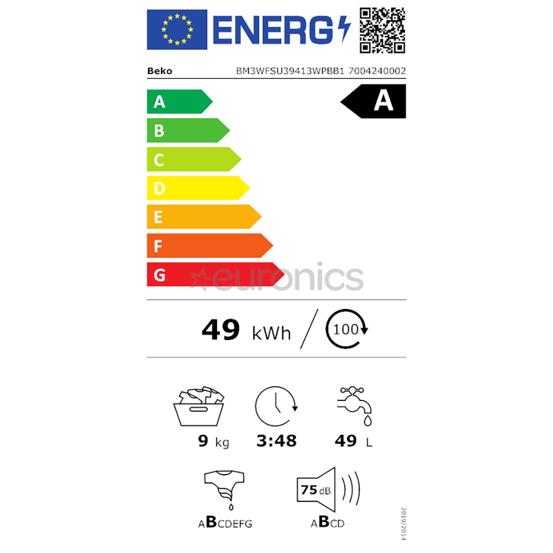 Beko, 9 kg + 9 kg - Washing machine + clothes dryer
