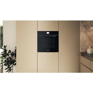 Whirlpool, 73 L, hydrolytic cleaning, black - Built-in oven
