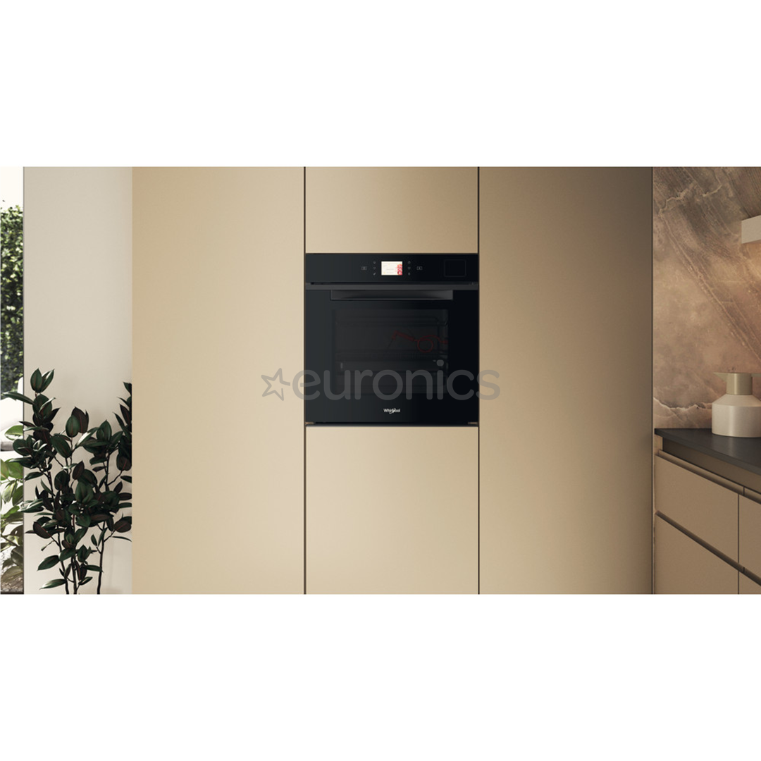 Whirlpool, 73 L, hydrolytic cleaning, black - Built-in oven
