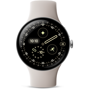 Google Pixel Watch 4, 45 mm, bēša/sudraba - Viedpulkstenis GA09308-EU