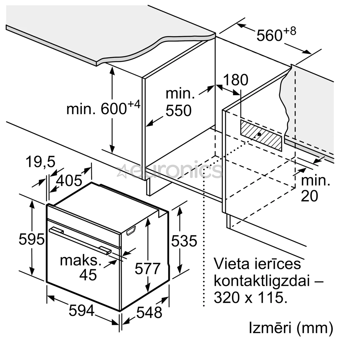 Bosch Series 8, 71 L, pirolītiskā tīrīšana, melna - Iebūvējama elektriskā cepeškrāsns