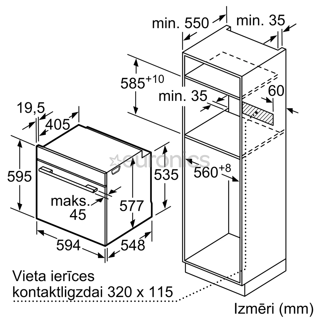 Bosch Series 8, 71 L, pirolītiskā tīrīšana, melna - Iebūvējama elektriskā cepeškrāsns
