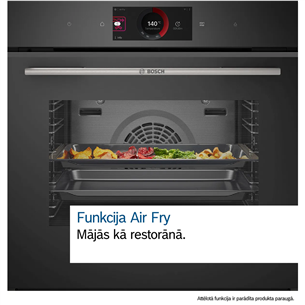 Bosch Series 8, 71 L, pirolītiskā tīrīšana, melna - Iebūvējama elektriskā cepeškrāsns