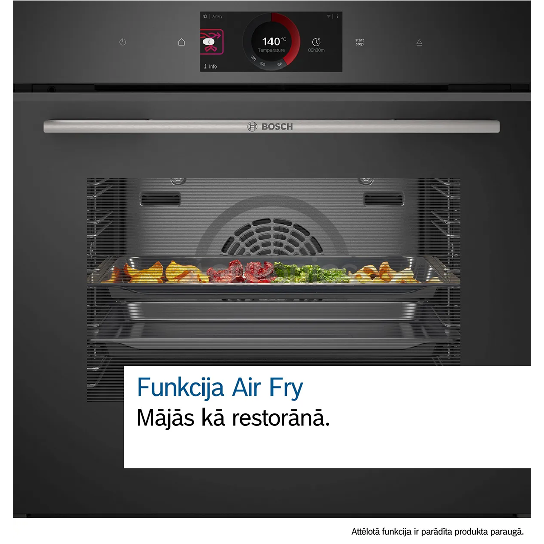 Bosch Series 8, 71 L, pirolītiskā tīrīšana, melna - Iebūvējama elektriskā cepeškrāsns