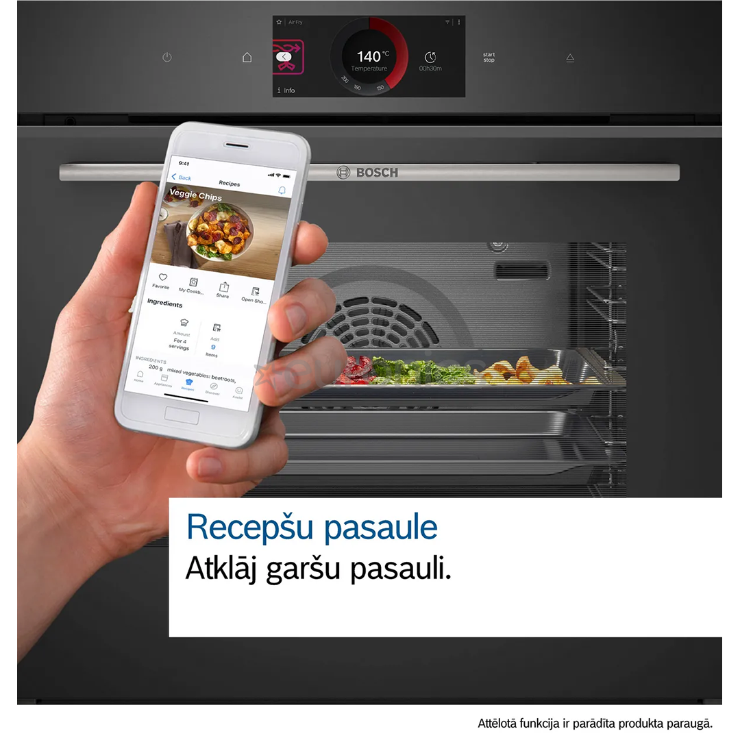 Bosch Series 8, 71 L, pirolītiskā tīrīšana, melna - Iebūvējama elektriskā cepeškrāsns
