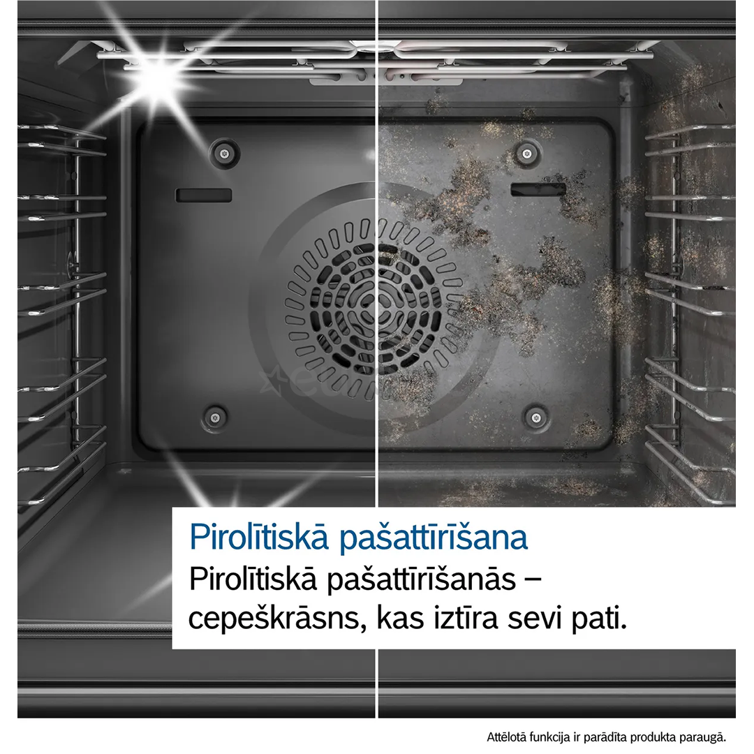 Bosch Series 8, 71 L, pirolītiskā tīrīšana, melna - Iebūvējama elektriskā cepeškrāsns