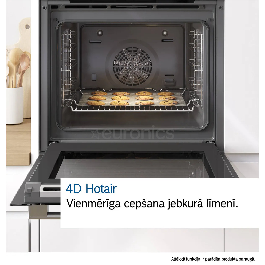 Bosch Series 8, 71 л, пиролитическая очистка, черный - Интегрируемый духовой шкаф