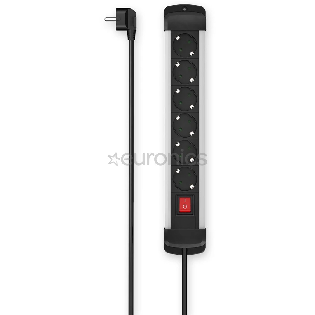 Hama Power Strip, 6 rozetes, 1,5 m, melna - Pagarinātājs