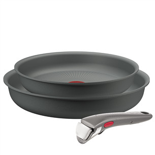 Tefal Ingenio Halo, 22/26 cm, 3 priekšmeti, pelēka - Pannu komplekts + rokturis