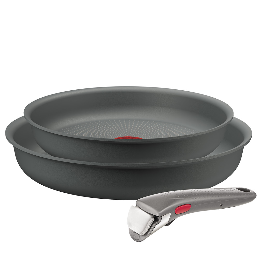 Tefal Ingenio Halo, 22/26 cm, 3 priekšmeti, pelēka - Pannu komplekts + rokturis