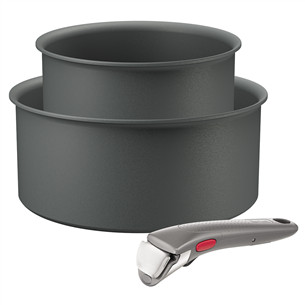 Tefal Ingenio Halo, 16/20 cm, 3 priekšmeti, pelēka - Katlu komplekts + rokturis